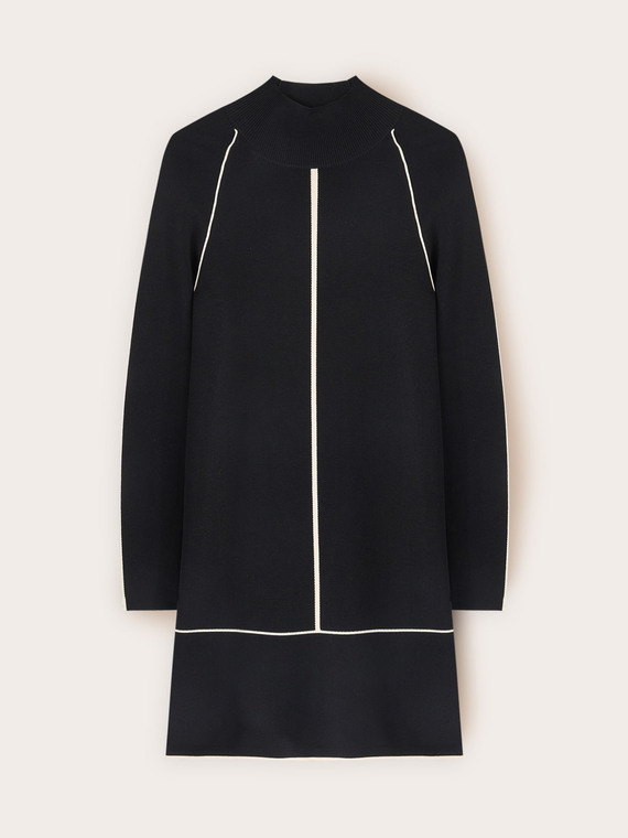 Knit dress with contrasting trims