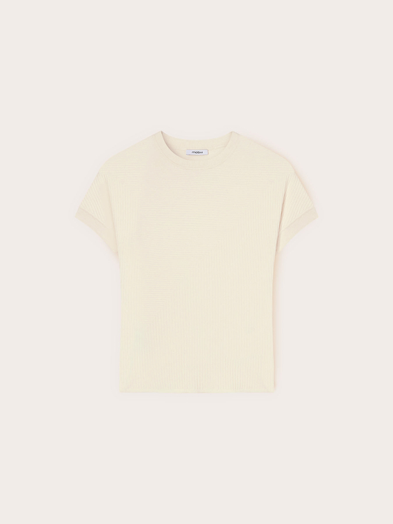 Ribbed knit top with kimono sleeve