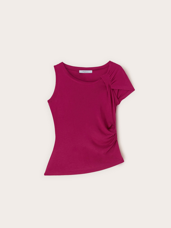 Top asym&eacute;trique avec drap&eacute;
