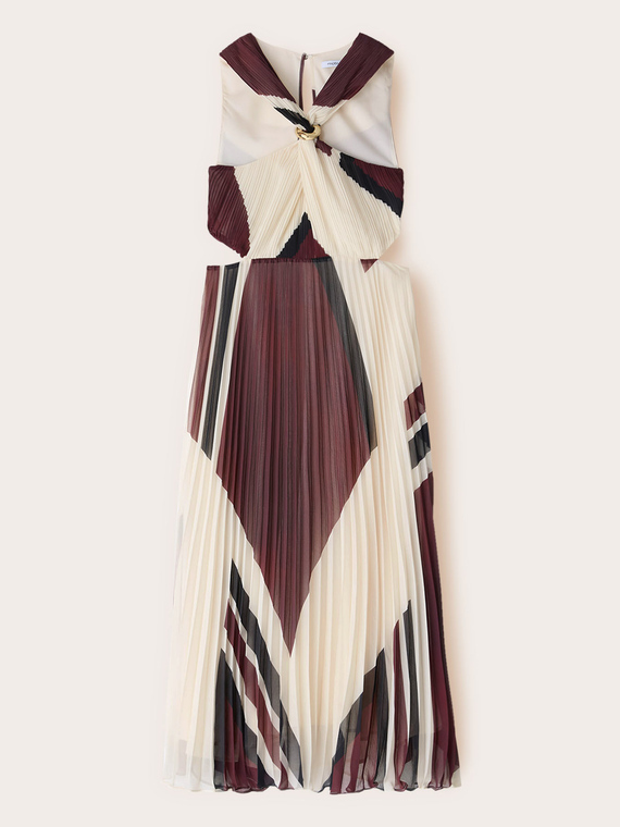 Langes Kleid aus plissiertem Georgette mit Print