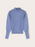 Flat rib knit sweater image number 4