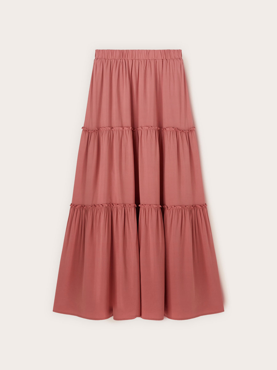 Flounced viscose skirt
