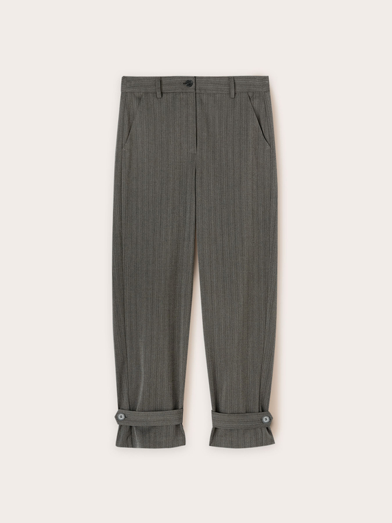 Pantalon rayé lurex avec ceinture