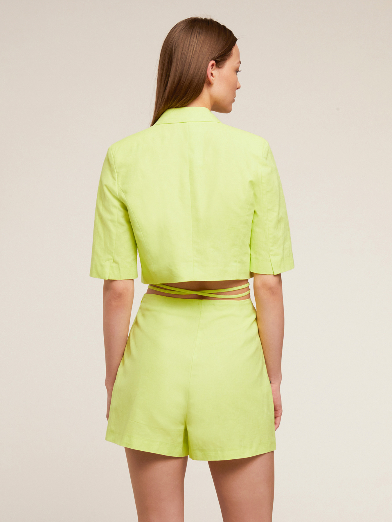 Linen cotton short jacket with strings image number 1