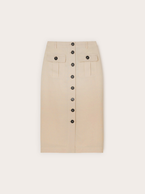 Midi pencil skirt in linen blend