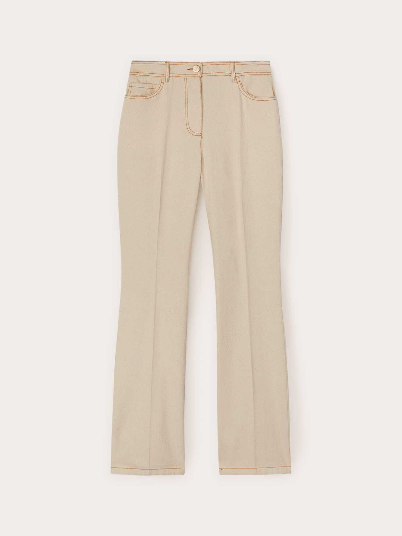 Drill flared trousers with contrast stitching image number 4