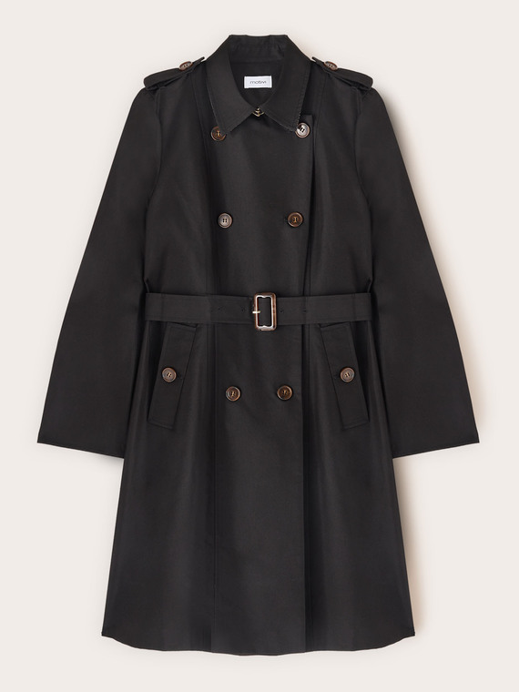 Doppelreihiger Trenchcoat mit G&uuml;rtel aus Baumwollmischung
