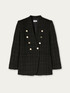 Giacca doppiopetto senza collo in tweed image number 3