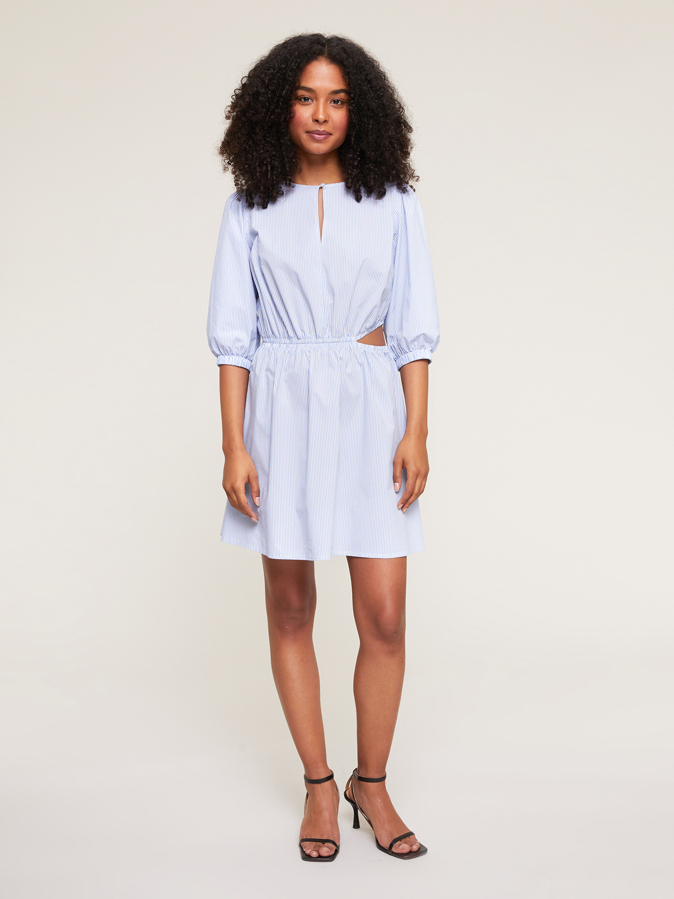 Short poplin dress with cut-out feature image number 0