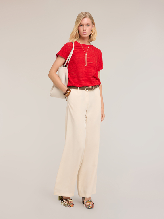 Wide-leg trousers in linen blend