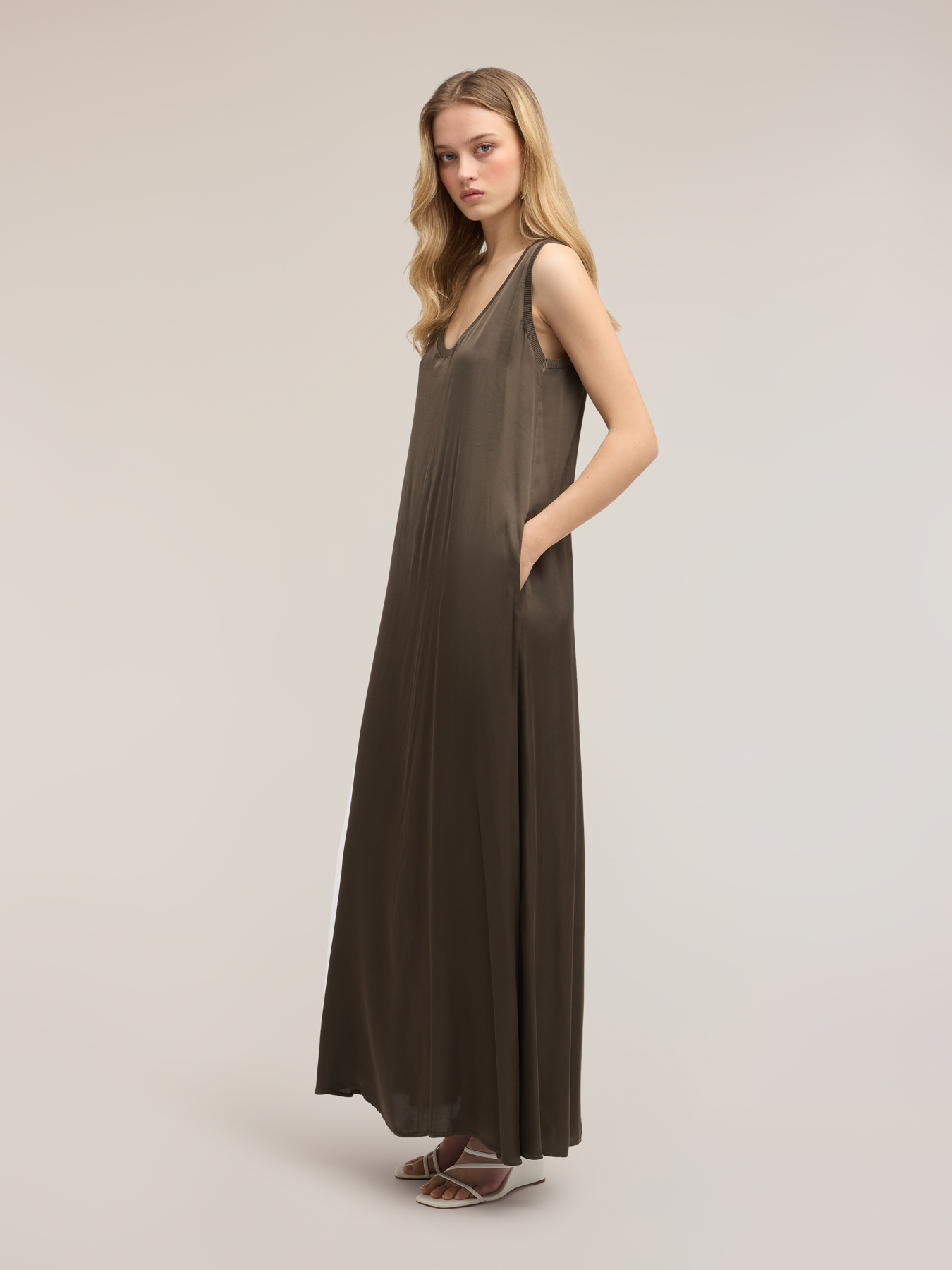 Rochie oversized din satin de viscoză image number 3