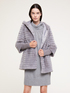 Long faux fur cape with knit cuffs image number 0