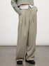 Pantalon large à fines rayures avec détail de ceinture image number 0