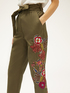 Pantaloni paperbag cu broderie florală image number 3