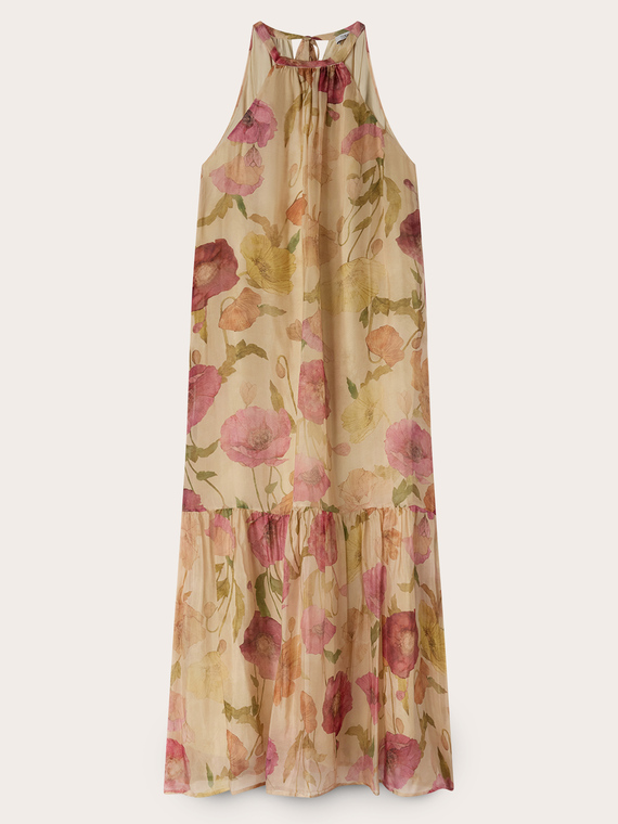 Robe longue en mousseline avec imprim&eacute;