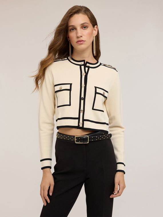 Cardigan con bordi in contrasto colore