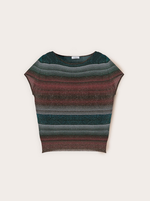 Maglia fine a righe in filato misto lurex