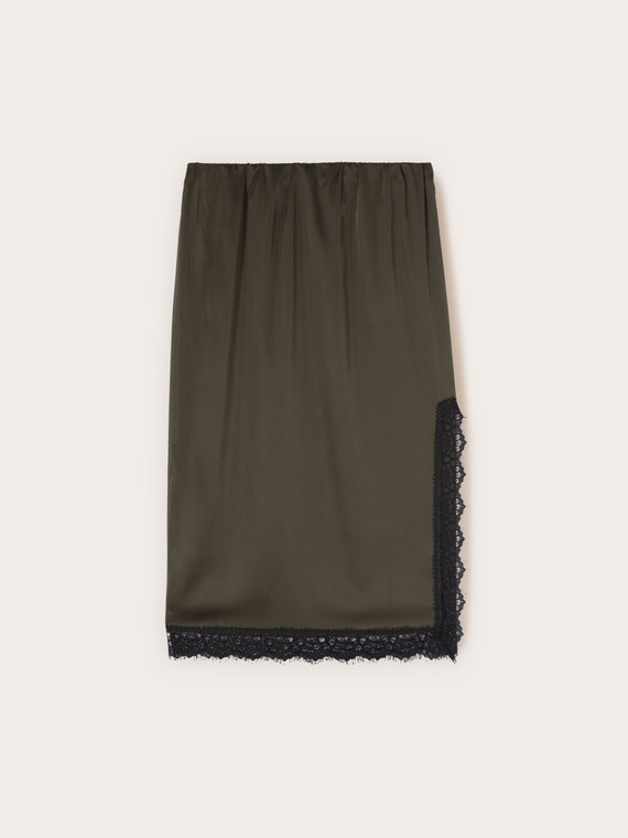 Bleistiftrock aus Satin mit Spitze