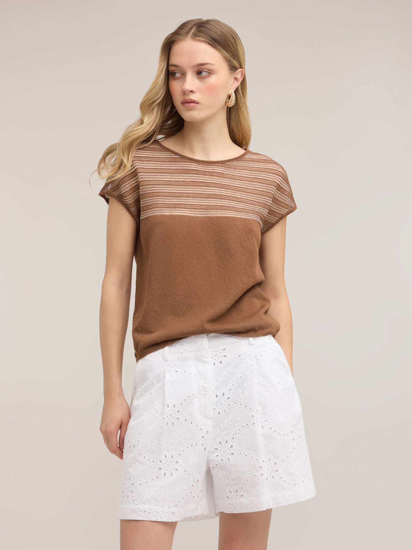 Striped linen blend sweater image number 3