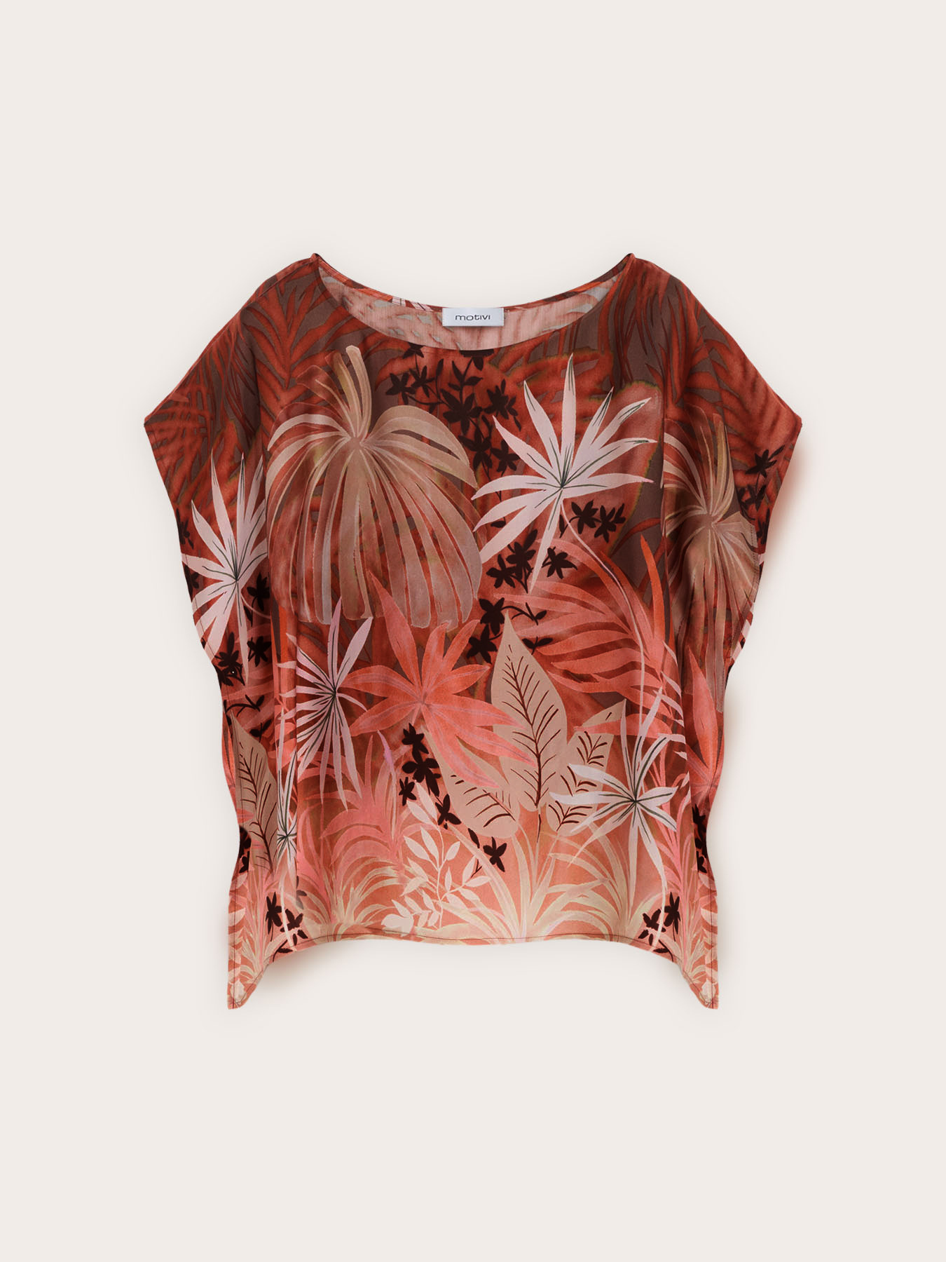 Kimono blouse in printed satin image number 4