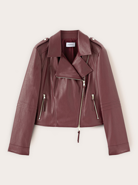 Biker jacket with gold zips