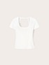 Geripptes Jersey-T-Shirt mit Cut-out image number 4