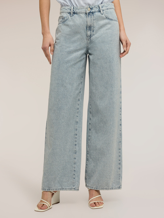 Palazzo jeans with crystals