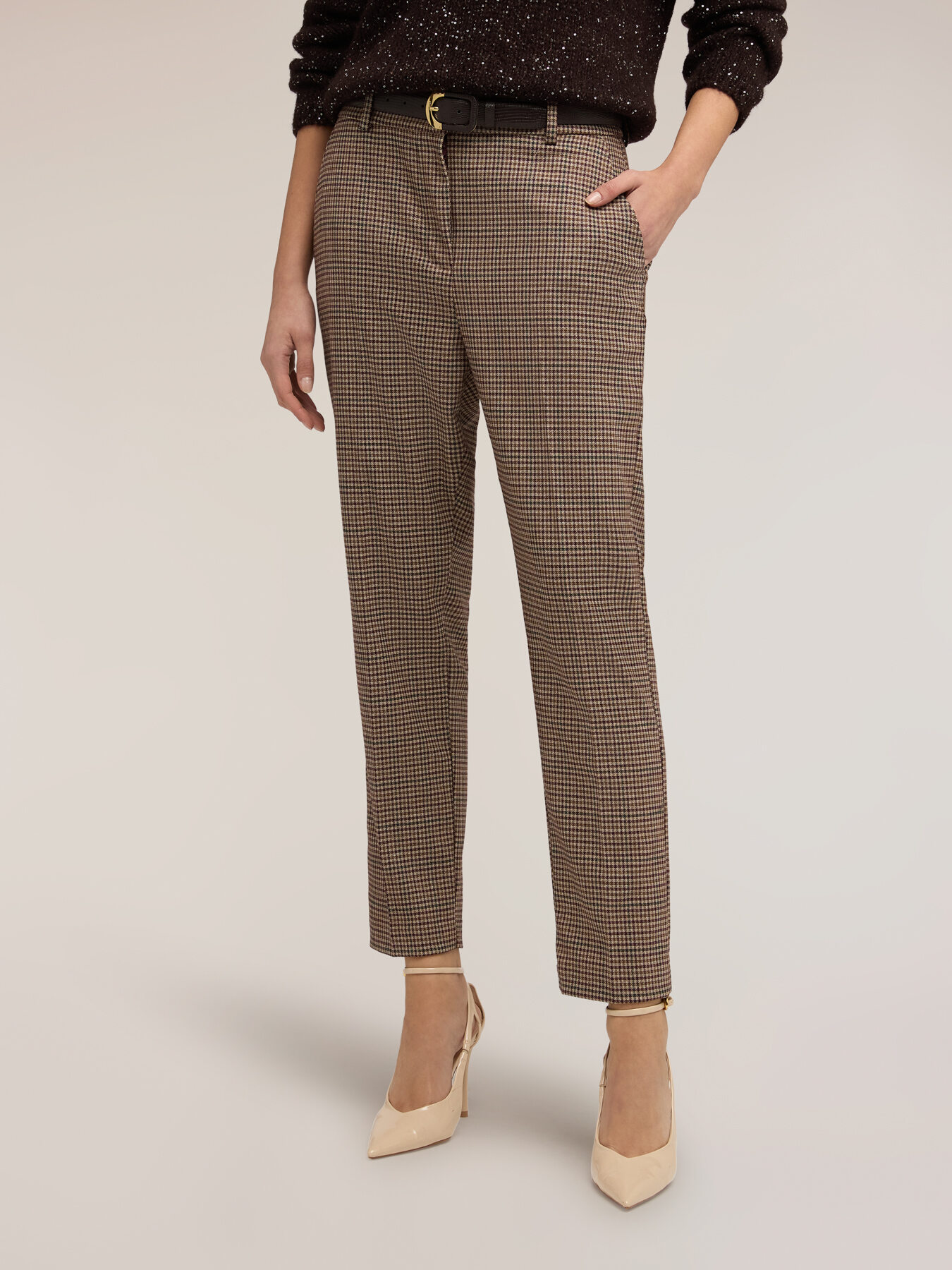 Regular fit pants with check pattern image number 2