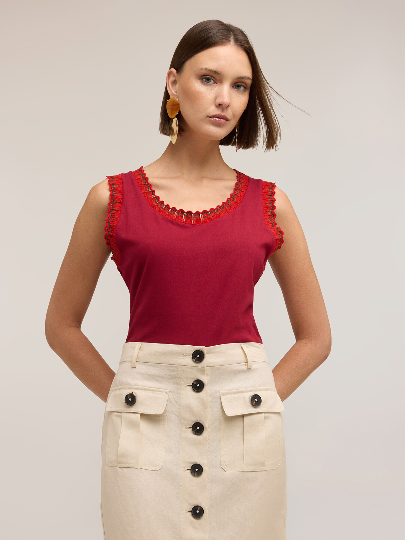 Top in jersey con bordo in maglia image number 2