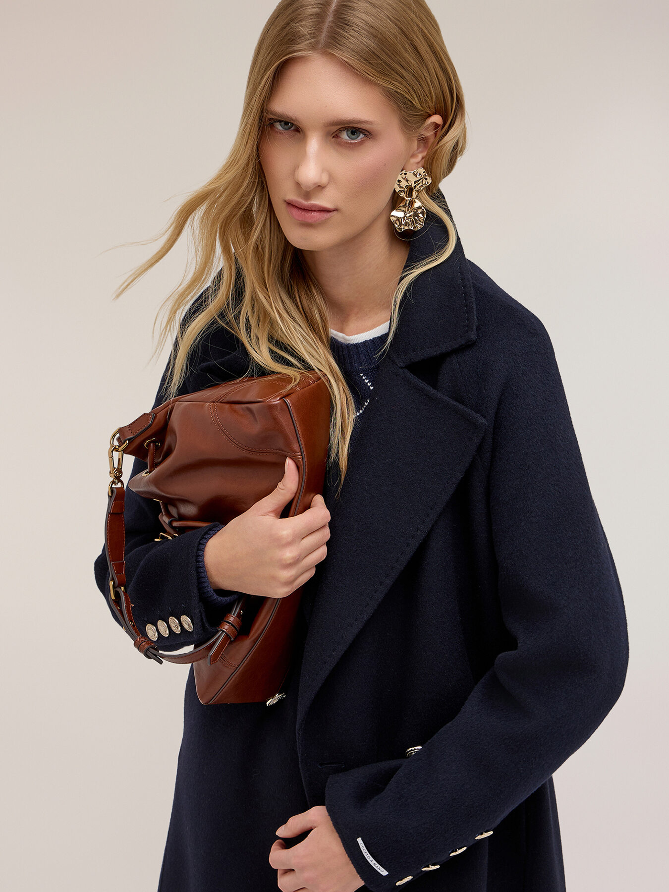 Double-breasted wool blend coat with belt image number 1
