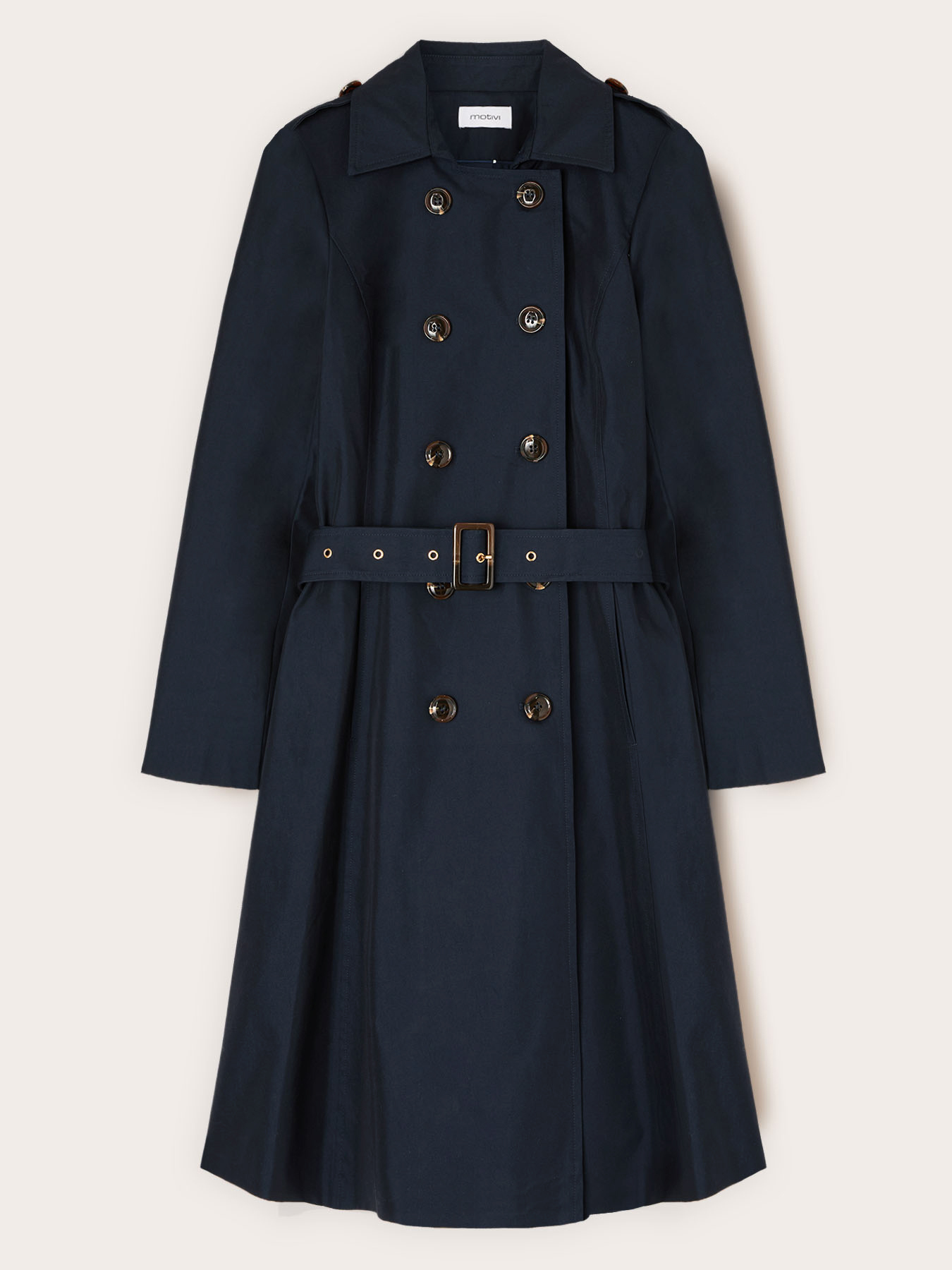 Mixed cotton drill trench coat with double belt image number 5