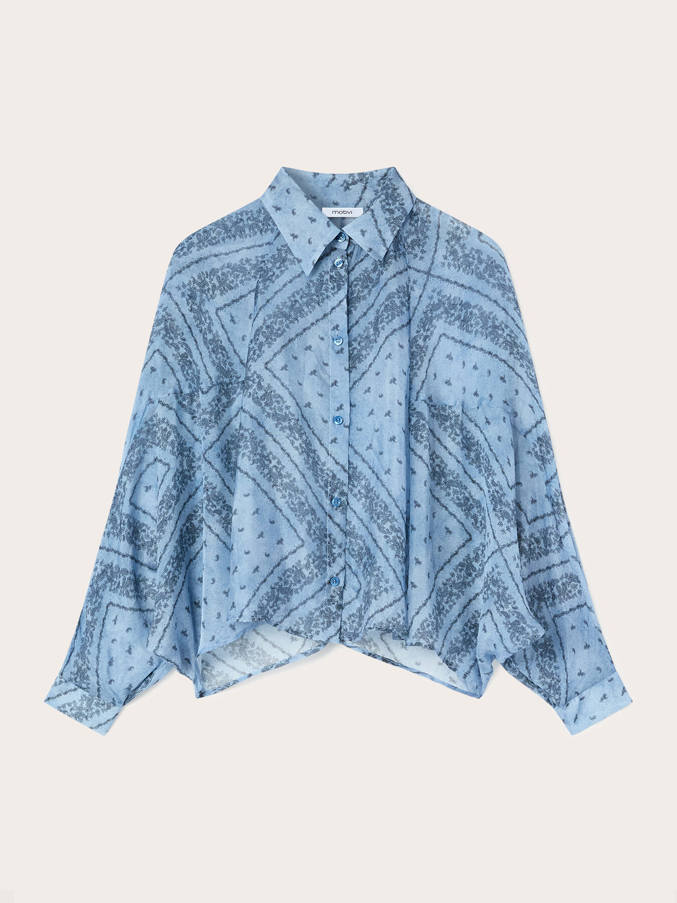 Oversize-Bluse aus Seidenmischung-Chiffon mit Print image number 4