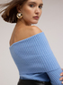 Pull côtelé off-shoulder en viscose image number 3