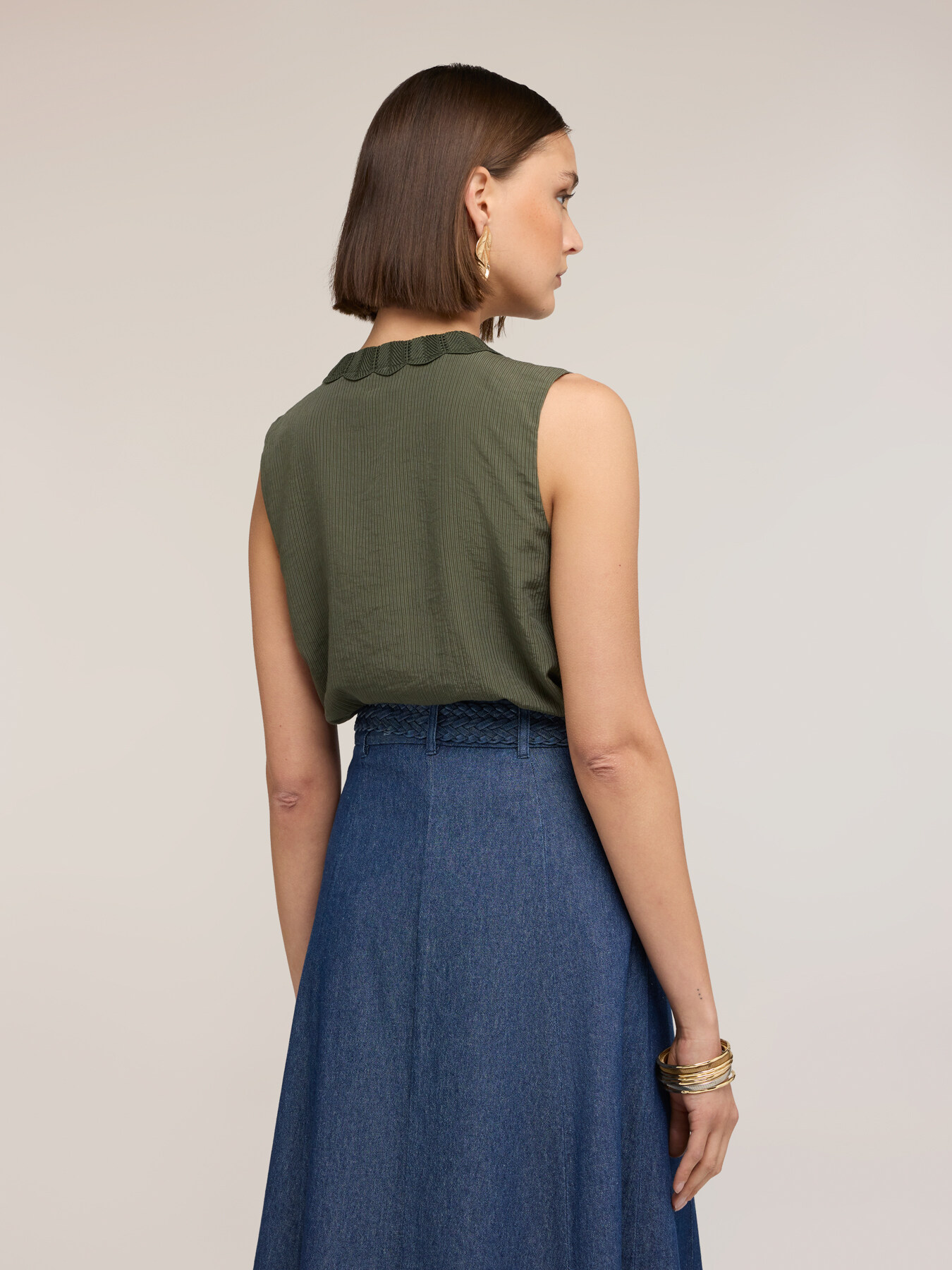 Top aus Lyocell-Mix mit Strickborten image number 1