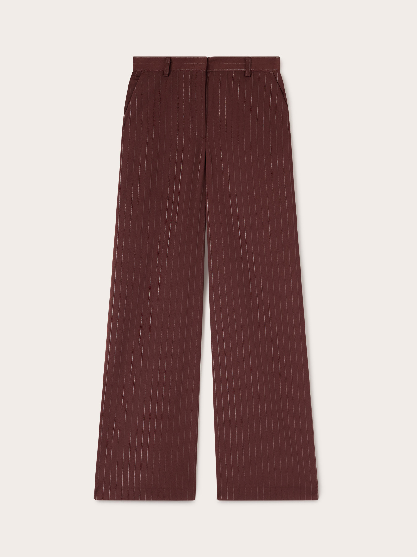 Weit geschnittene Hose mit Nadelstreifen aus flie&szlig;endem Stoff image number 4