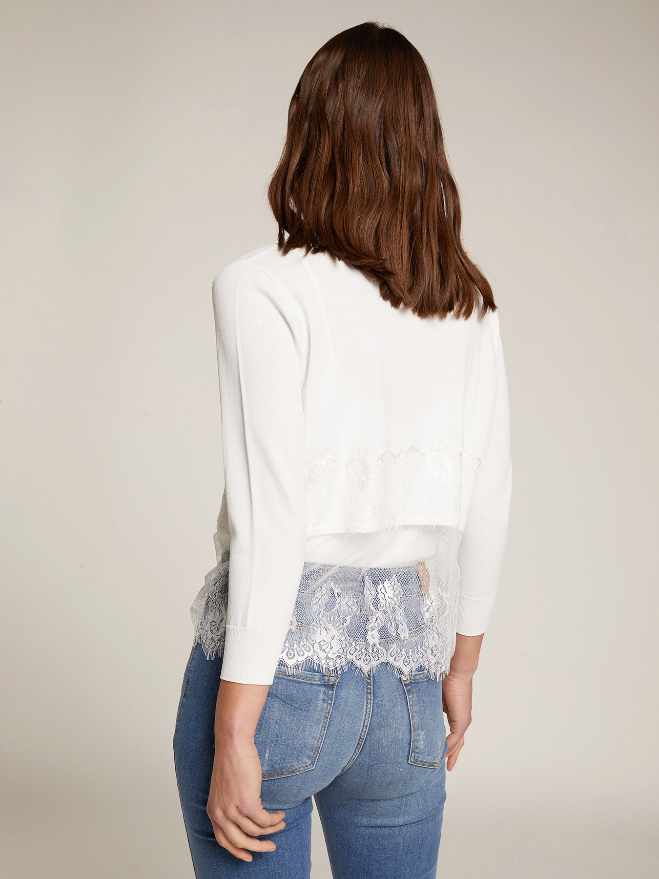 Cardigan with lace insert image number 1