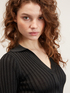 Lurex ribbed polo sweater image number 2