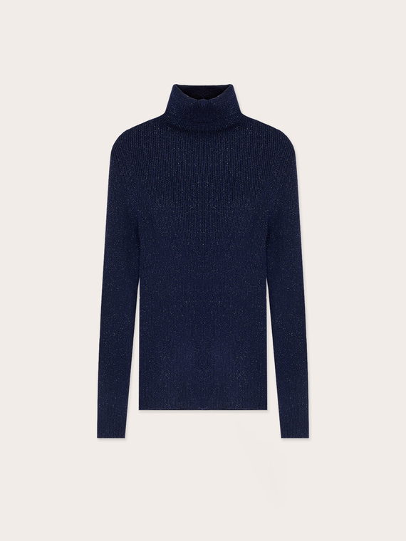 Pull col roul&eacute; fin &agrave; c&ocirc;tes lurex