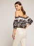 Off-shoulder Ethnic pattern cotton top image number 1