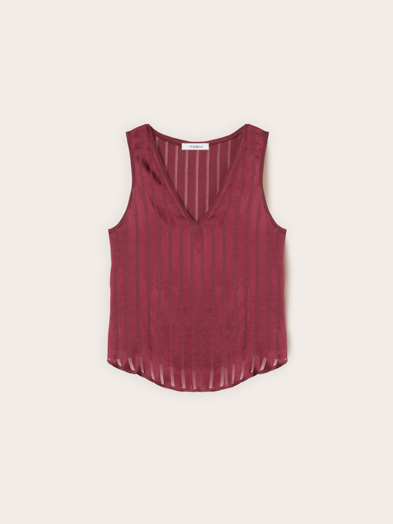 Blouse en satin &agrave; rayures devor&eacute;