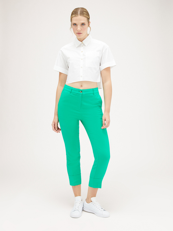 Linen-blend Capri trousers