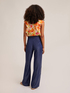 Flowing lyocell denim-effect palazzo trousers image number 1