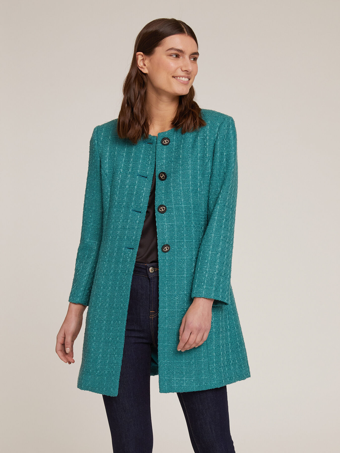 Cappotto senza collo in tweed - Motivi.com