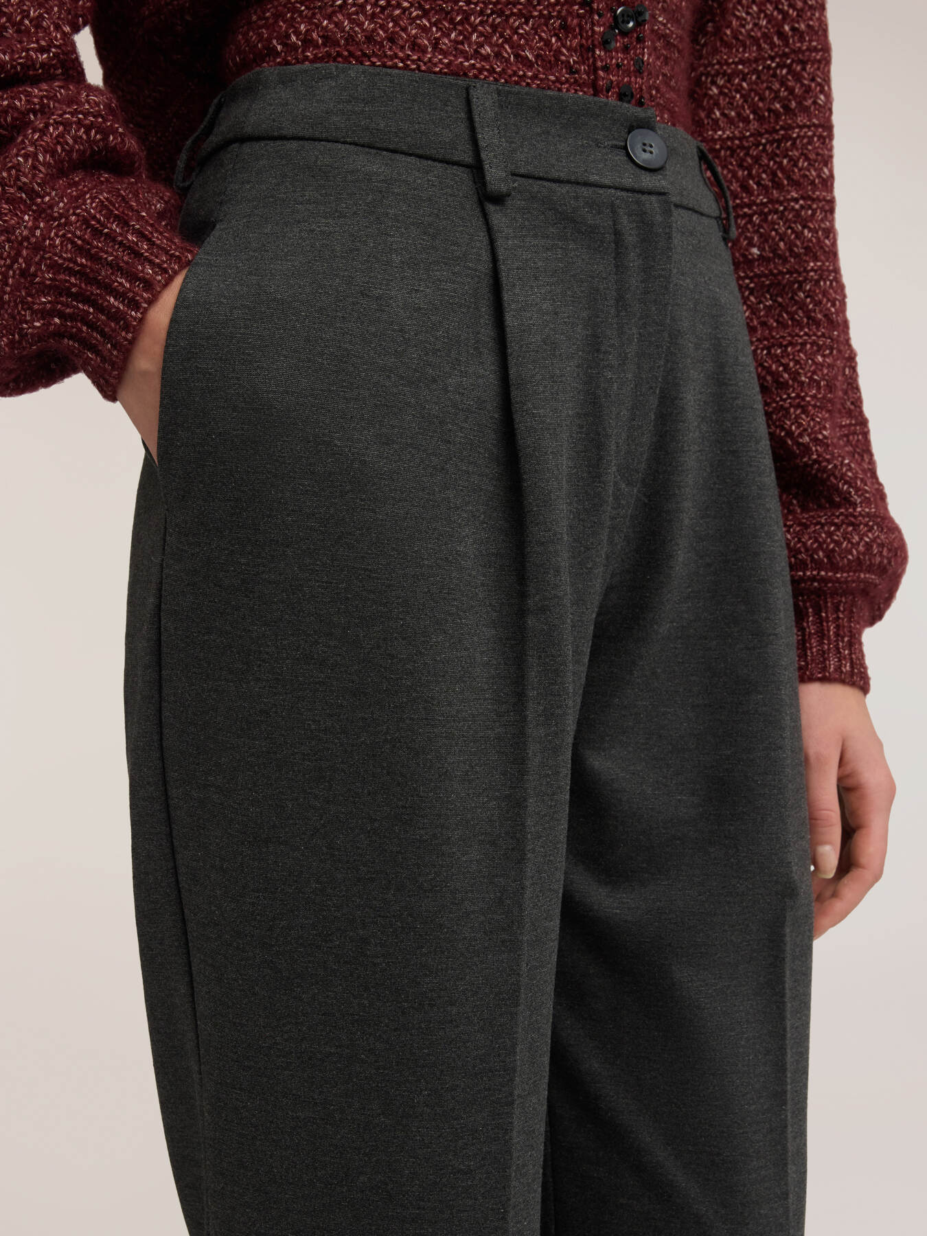 Ponte roma trousers with turn-up hem image number 3