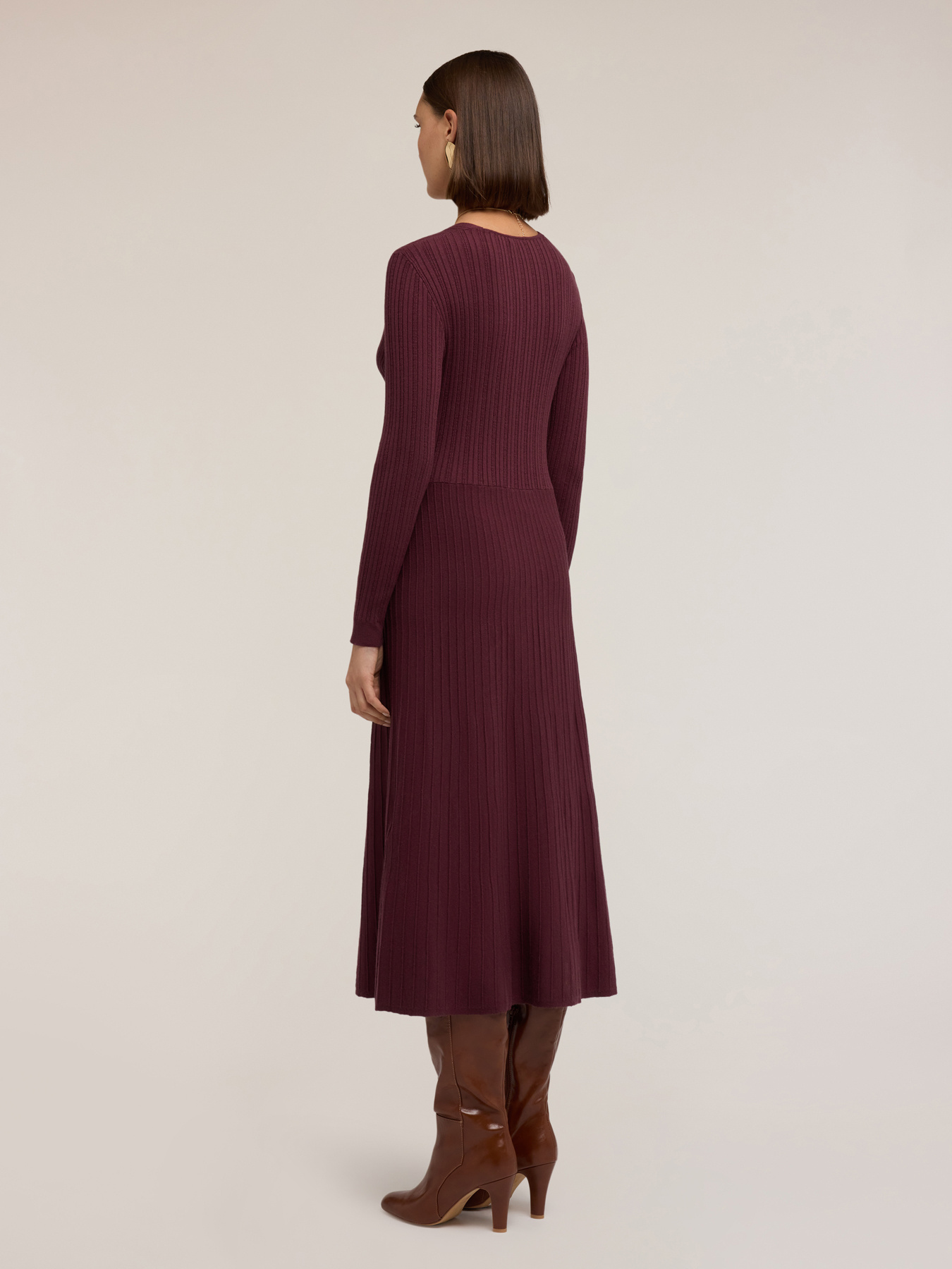 Vestito flare in maglia a costine image number 1