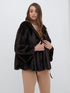 Short faux fur coat with hood image number 1
