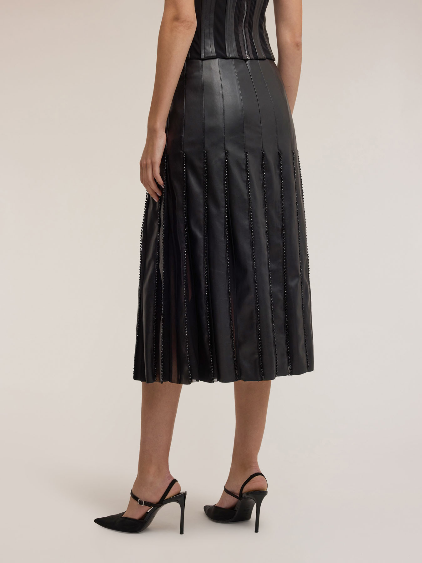 Fustă plisată din țesătură laminată Smart Couture image number 1