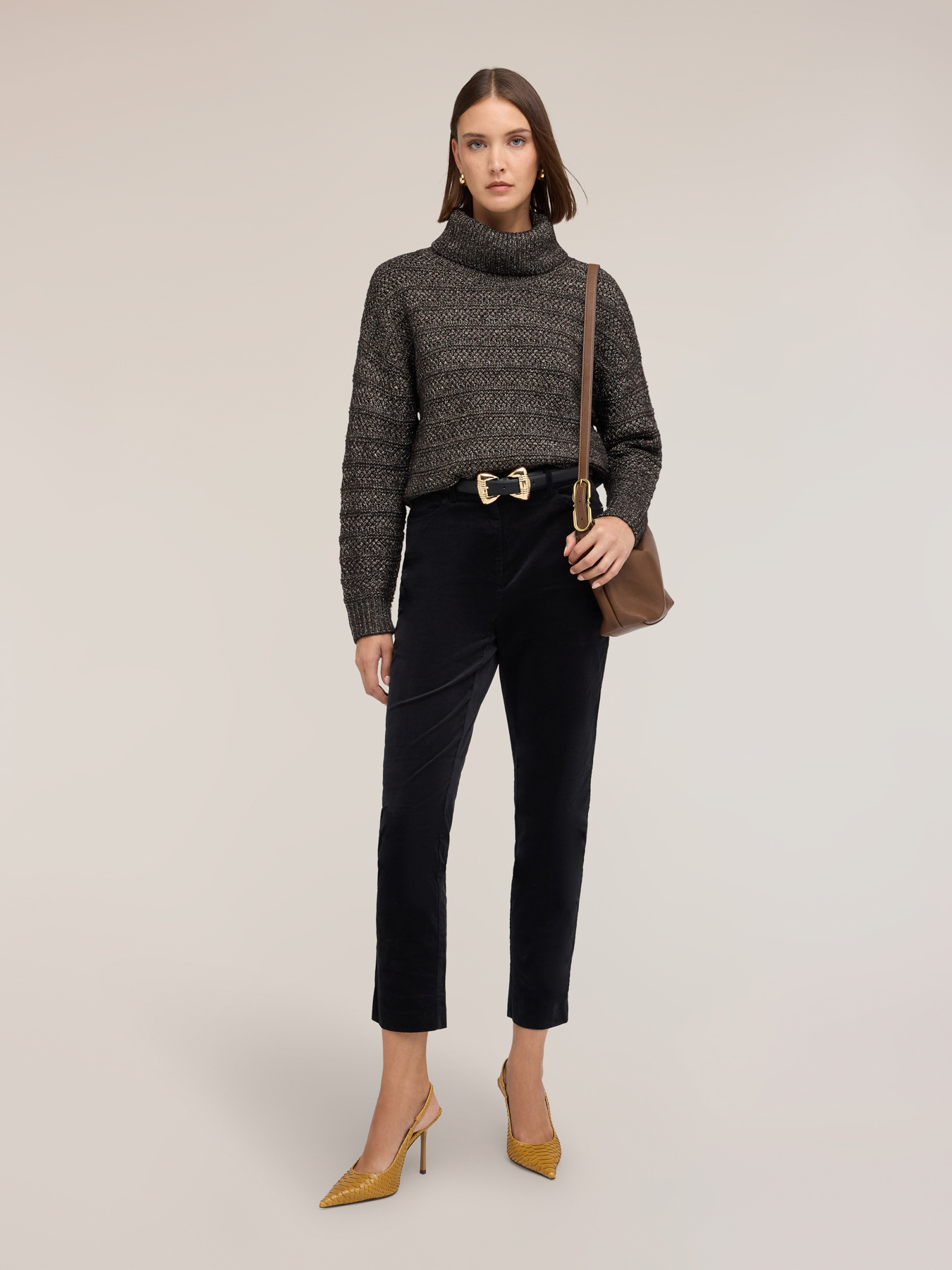 Heavyweight knit turtleneck with lurex thread image number 2