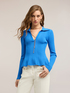 Striped sweater with peplum image number 2