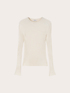 Flat rib knit sweater with flared cuff image number 4